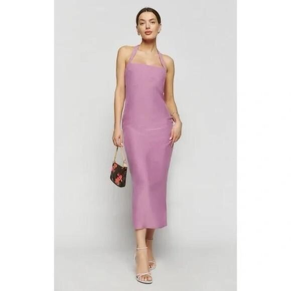 Reformation Alli Silk Dress in Sugarplum - Picture 1 of 14